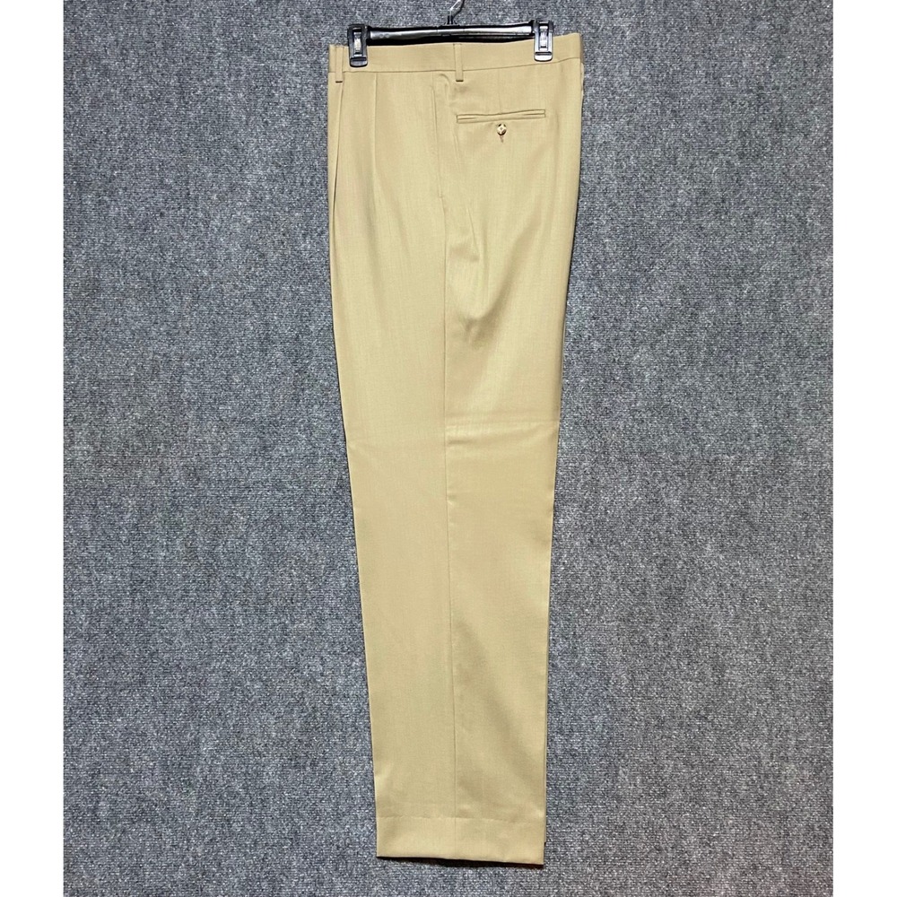 Jos A Bank Executive Collection Mens 100% Wool Tan Dress Pants Flat Front 44X33